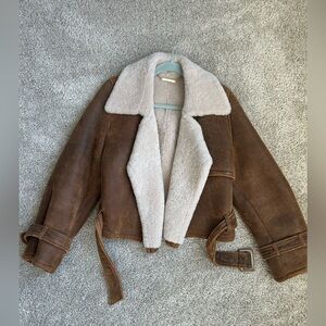 Nour Hammour Hatti Cropped Shearling Jacket
